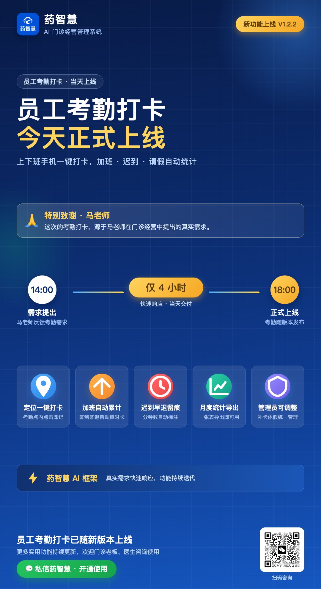 药智慧员工考勤打卡上线