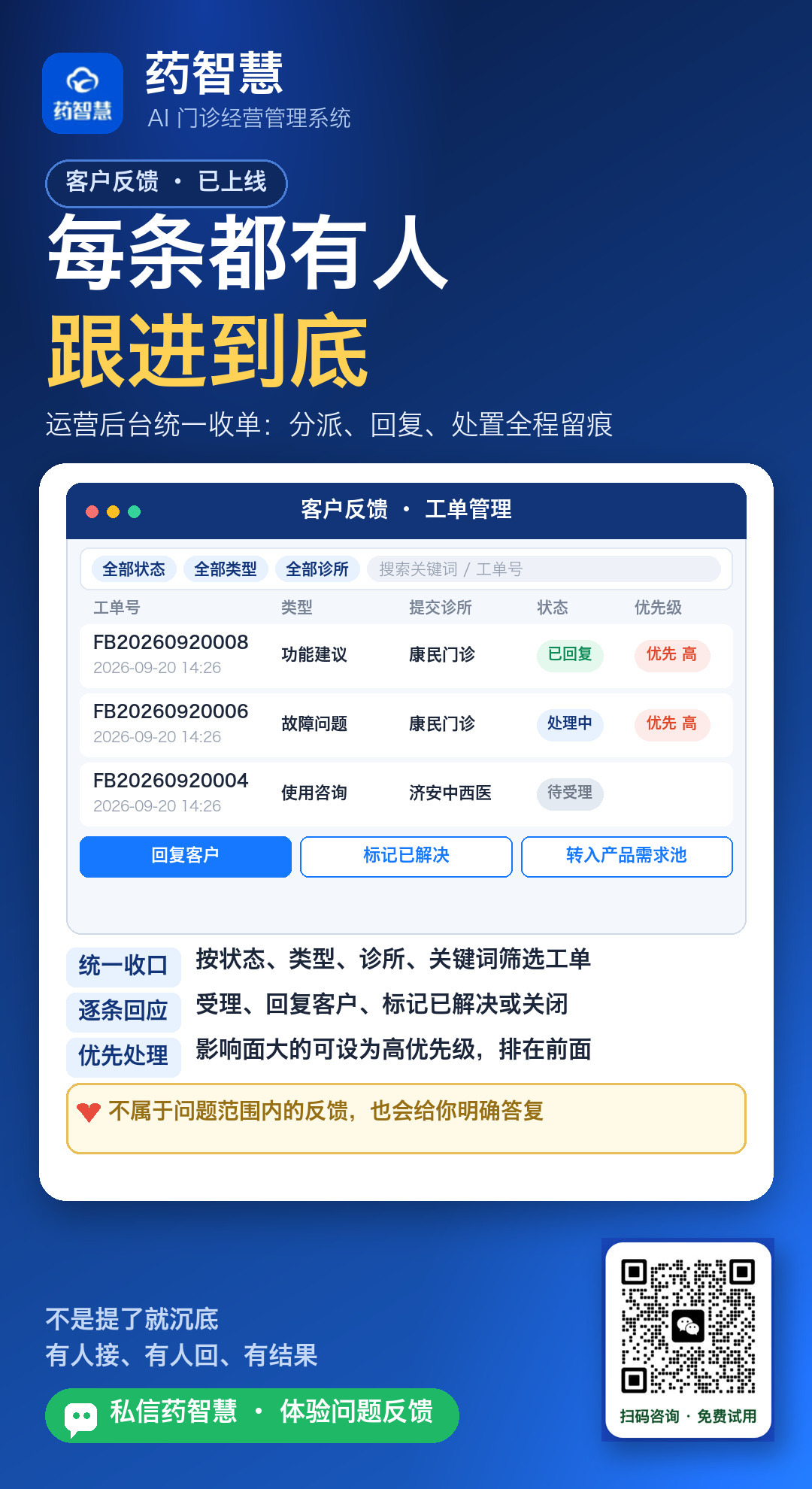 运营后台反馈筛选与处置
