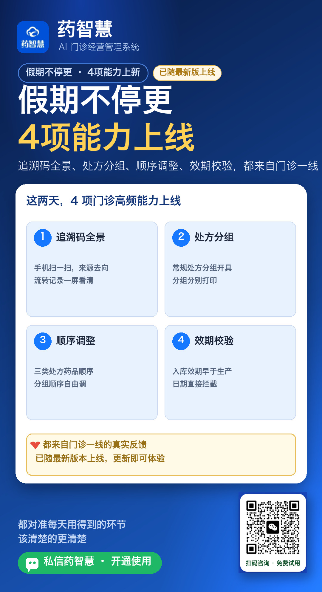 4项门诊实用新能力上线
