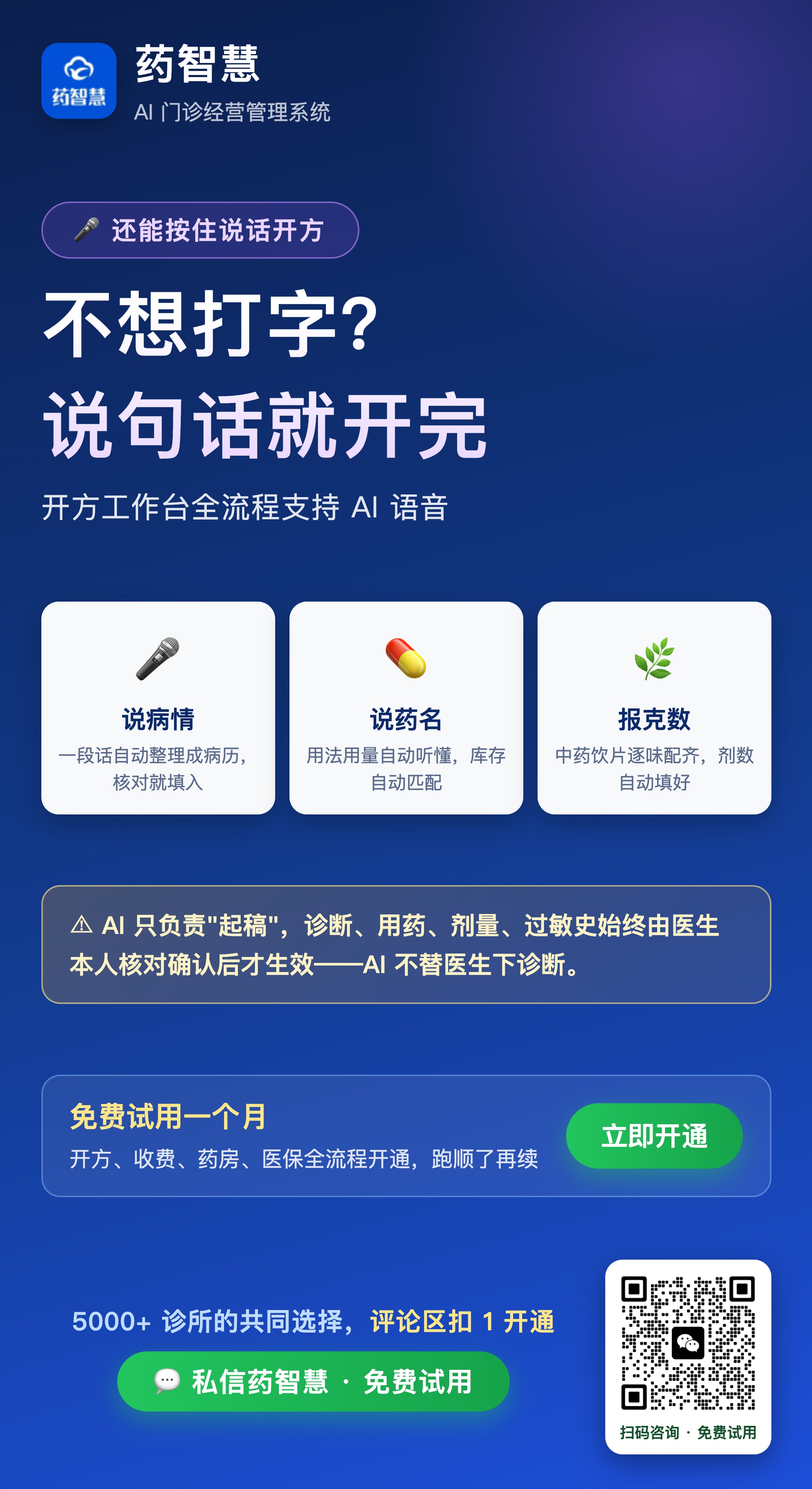 AI 语音开方：说病情、说药名、报克数